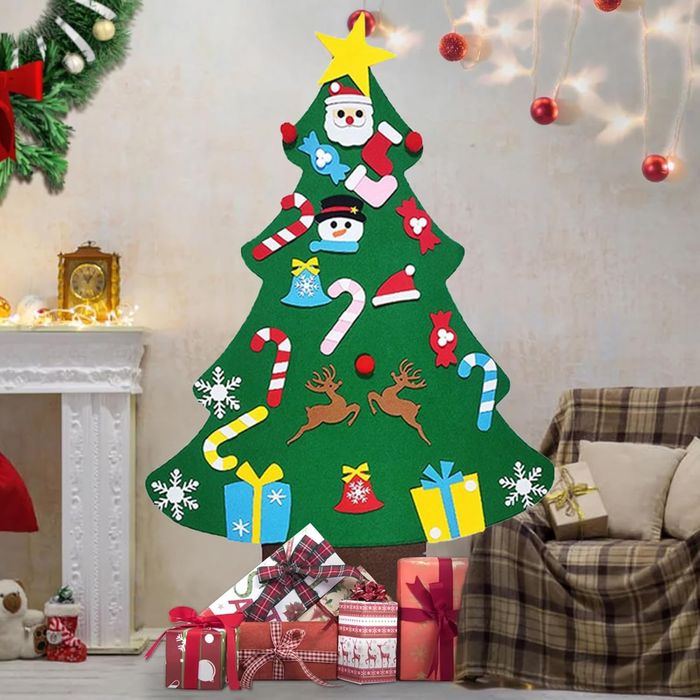 Choinka Ze Zdejmowanymi Ozdobami z Filcu DIY Świąteczna Dekoracja