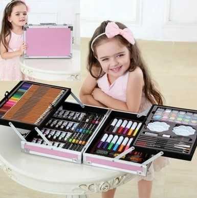 Набір для малювання 145 предметів у кейсі рожевий / блакитний