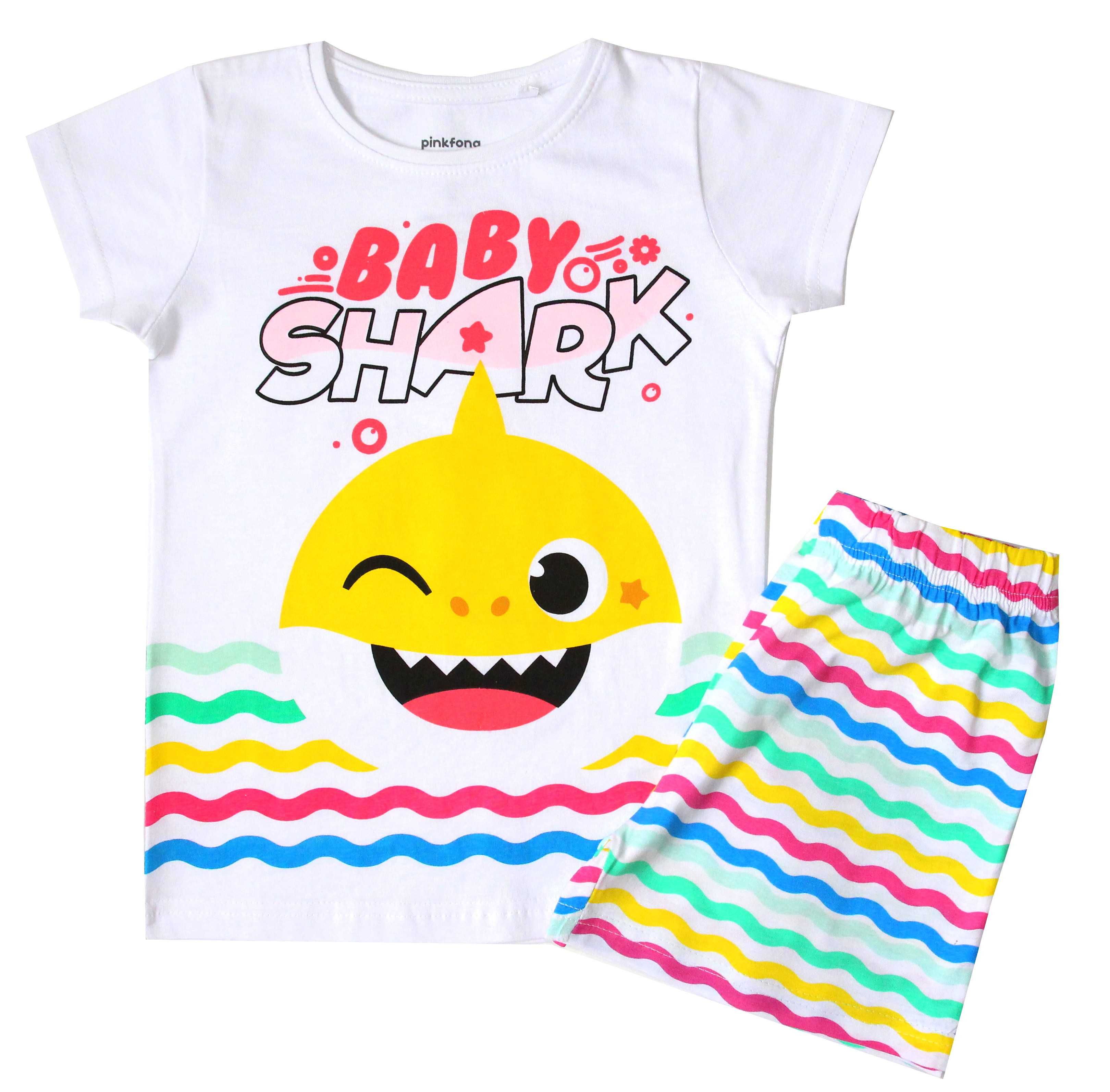BABY SHARK PIŻAMA piżamka krótki rękaw szorty bluzka 116