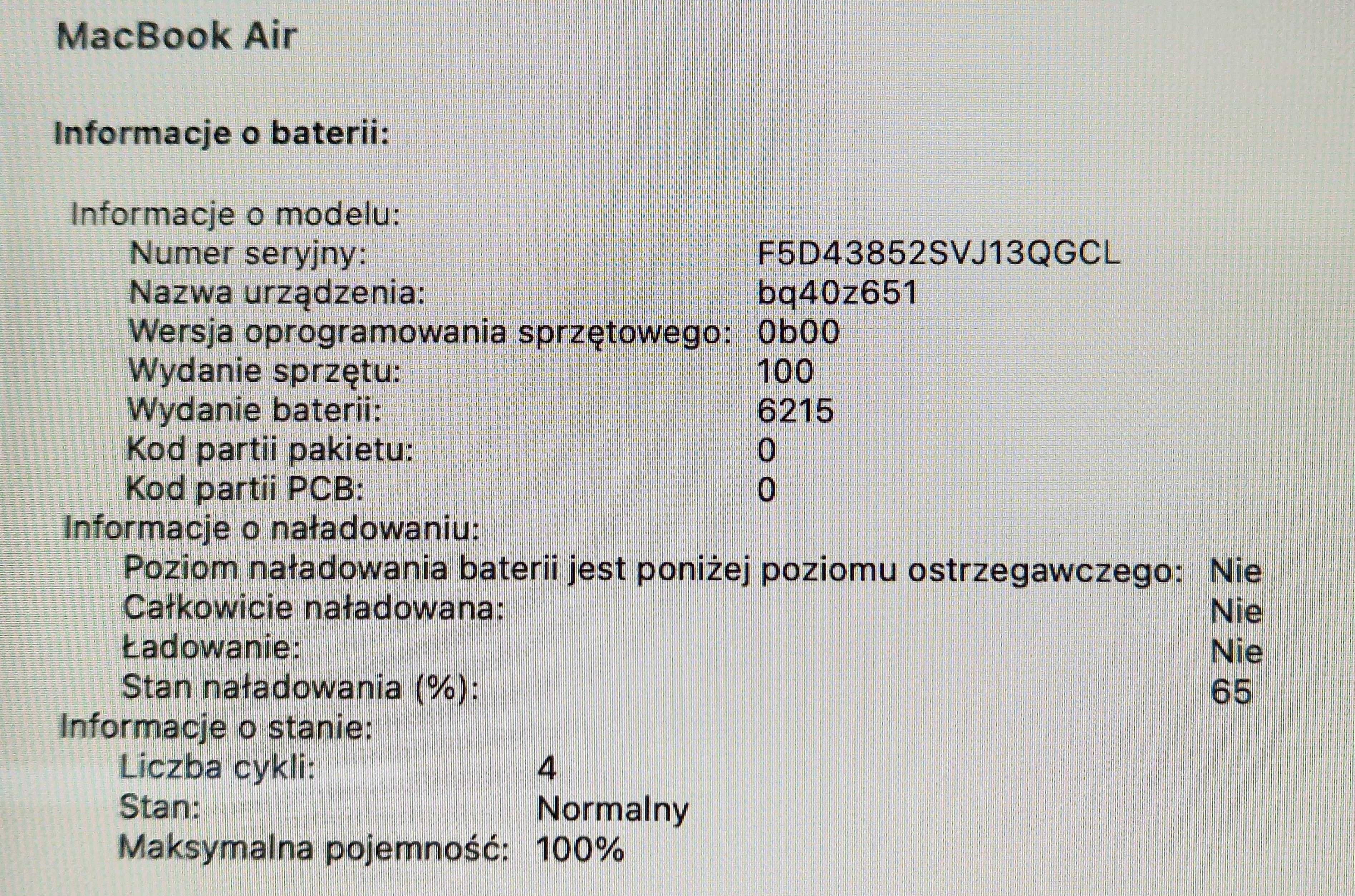 Apple MacBook Air 13,6" 2024 M3/8GB/512GB SZARY jak nowy GW13/08/2026