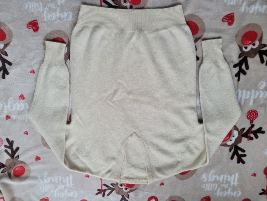 Sweter r S M kaszmir wełna termiczna niebarwiona cashmere