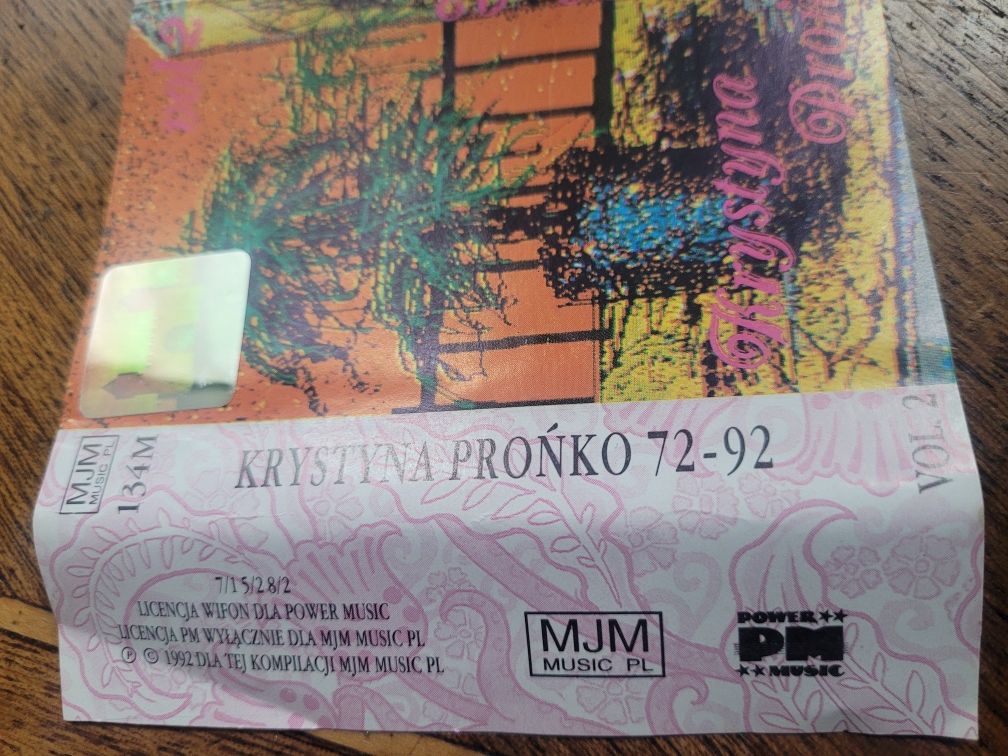 Kaseta MC Krystyna Prońko 1972/92 Vol.2 MJM 1992