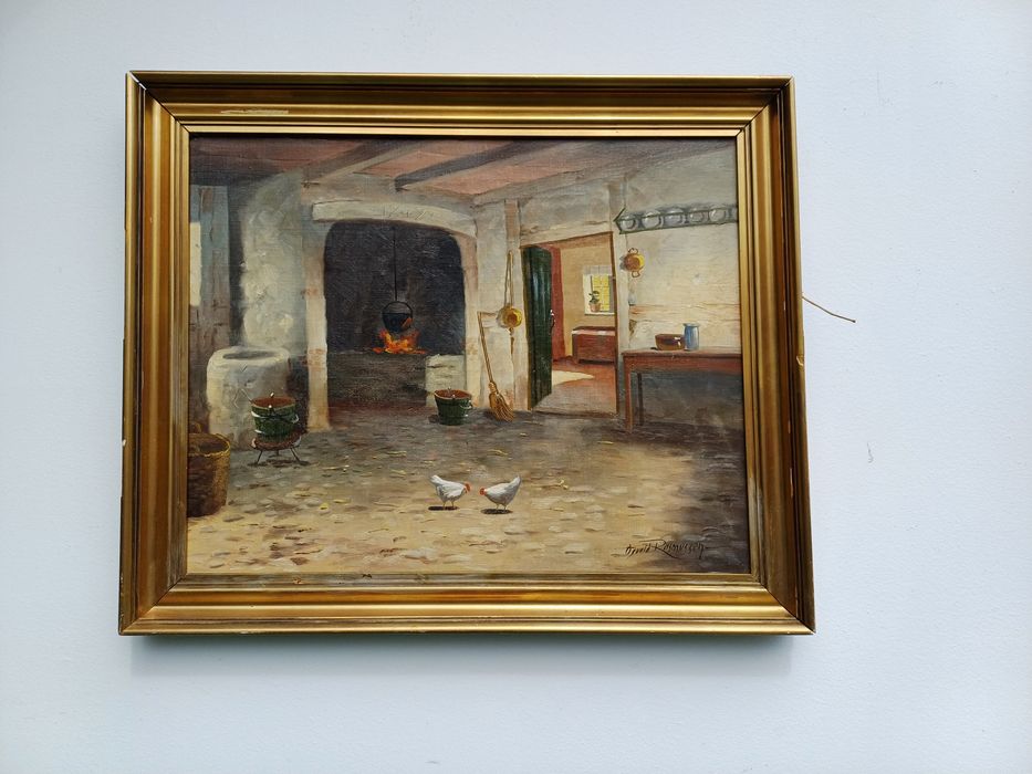 Stary obraz na płótnie OSVALD RASMUSSEN 1885 - 1972  .