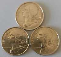 Lote 3 moedas 10 Cêntimos 1967, 1968, 1969, França