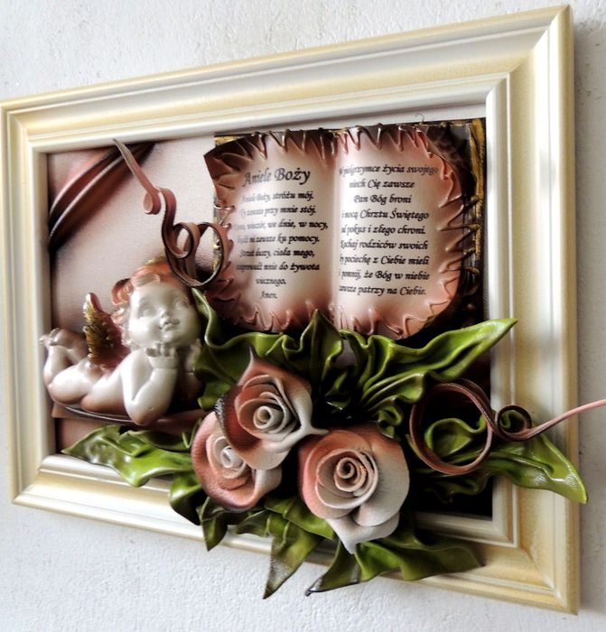 Obraz z dedykacją na komunię chrzest PREZENT pamiątka