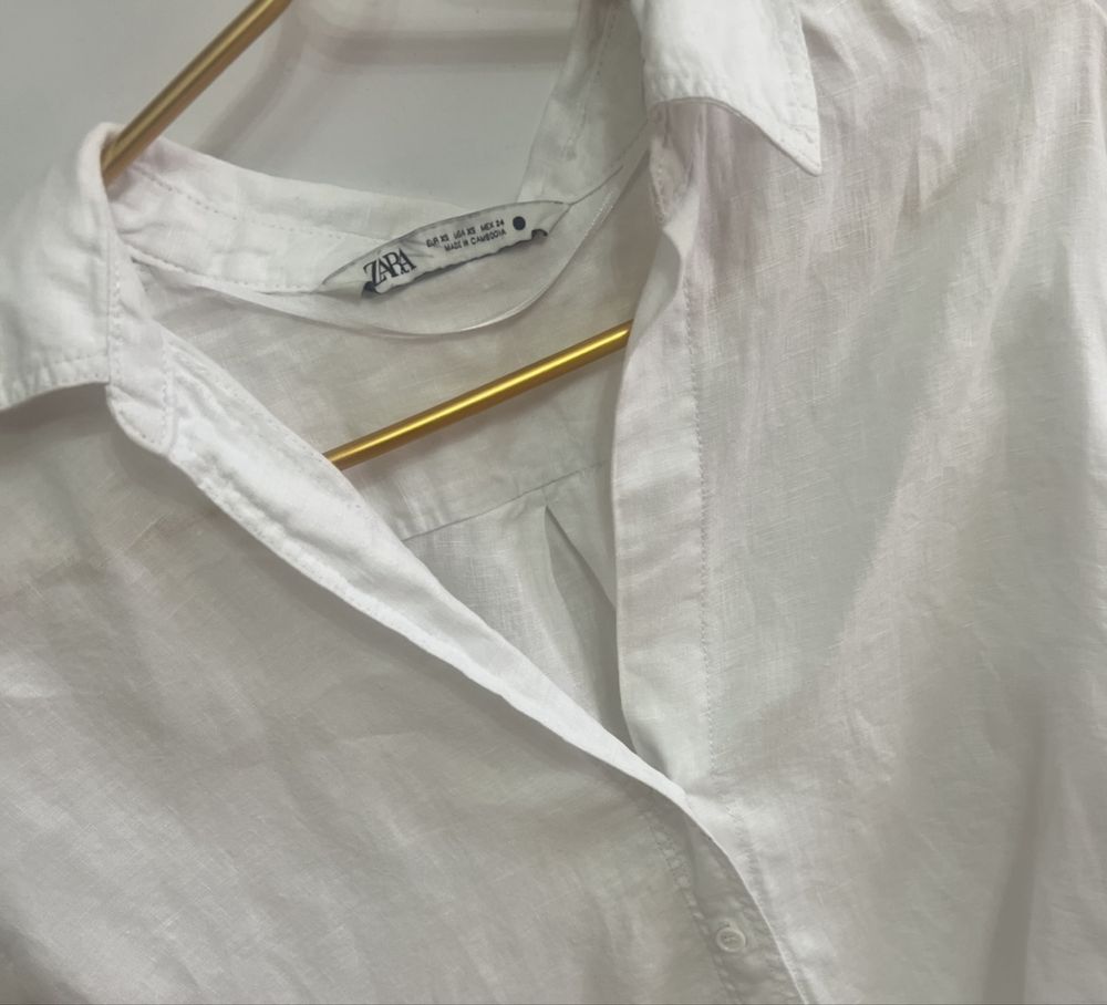 Рубашка белая лен ZARA