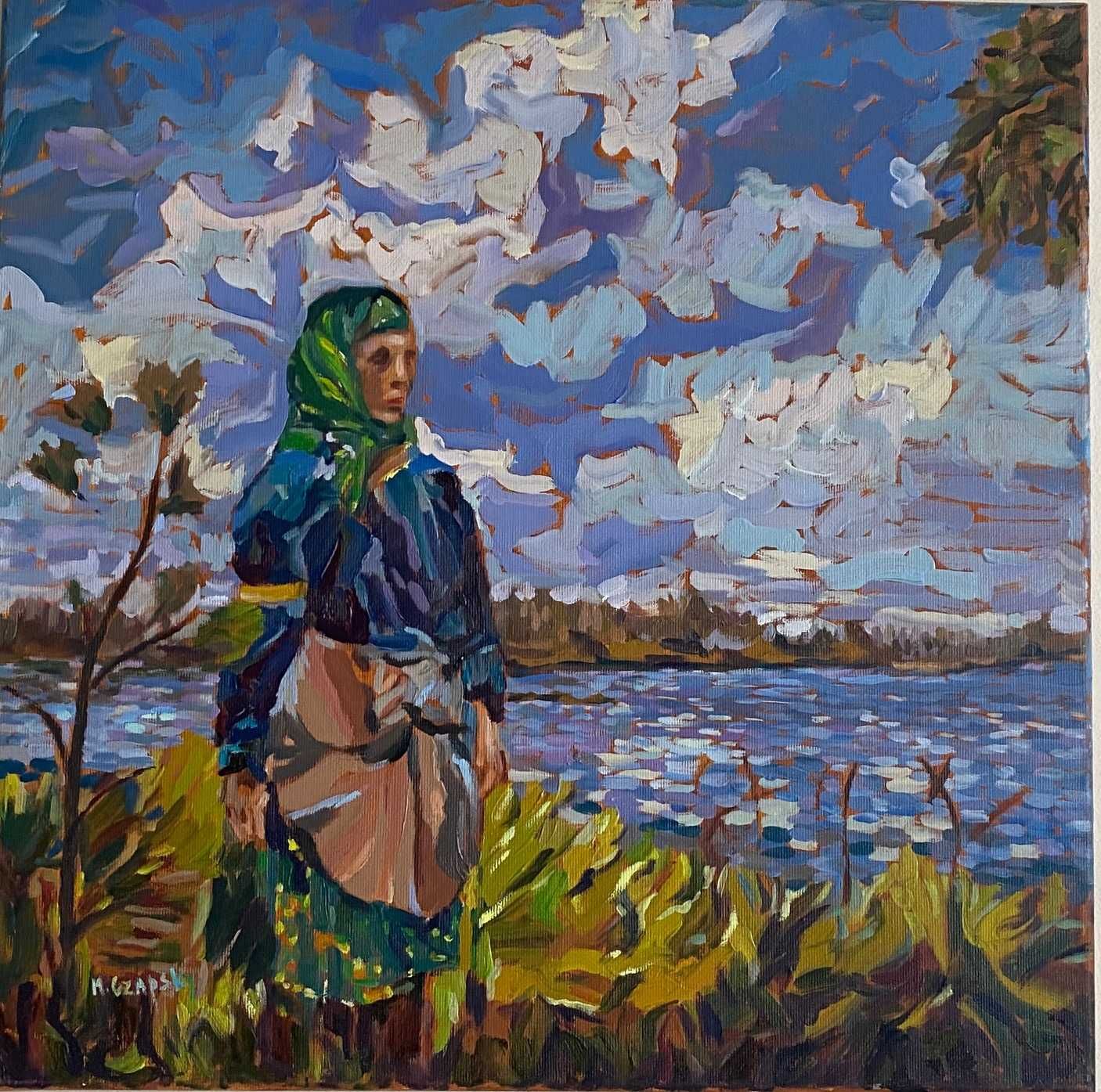 "Na Syberii " obraz olejny, ręcznie malowany