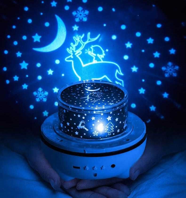 PROJEKTOR GWIAZD dla dzieci LAMPKA NOCNA led KOSMOS królik 3W1 muzyka