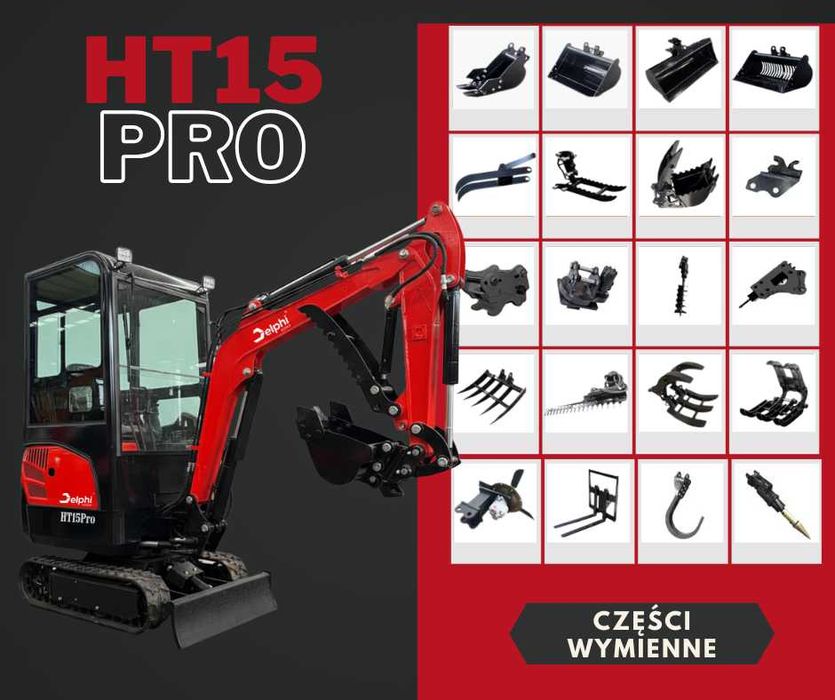 Minikoparka mini koparka Gąsienicowa Delphi HT15 PRO z Kabiną 1500kg