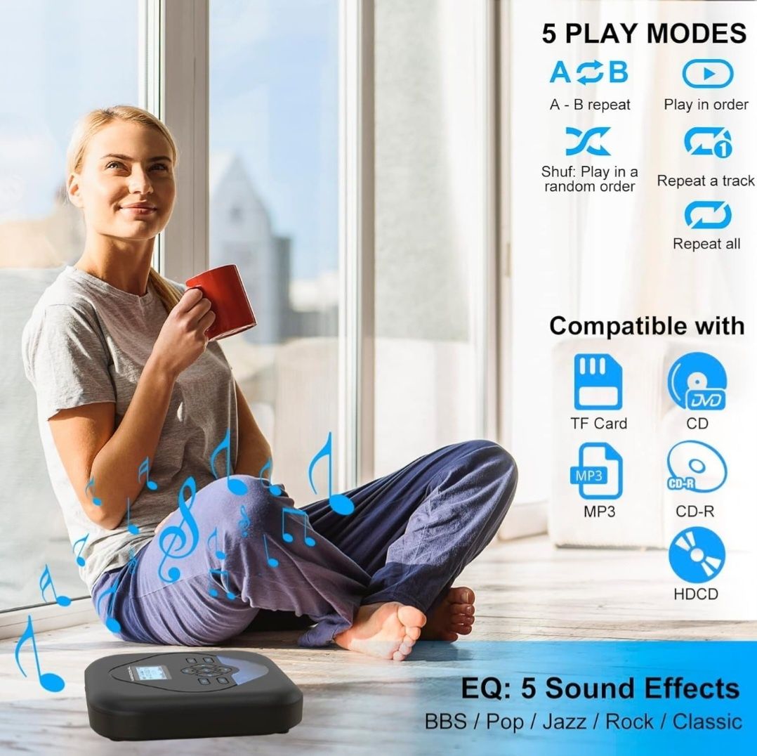 MONODEAL Odtwarzacz CD przenośny Bluetooth MP3