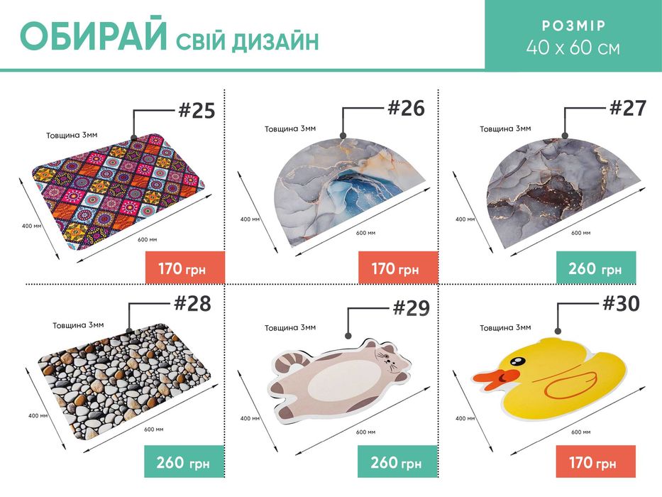 Водопоглинаючий килимок в коридор, ванну або для годування тварин