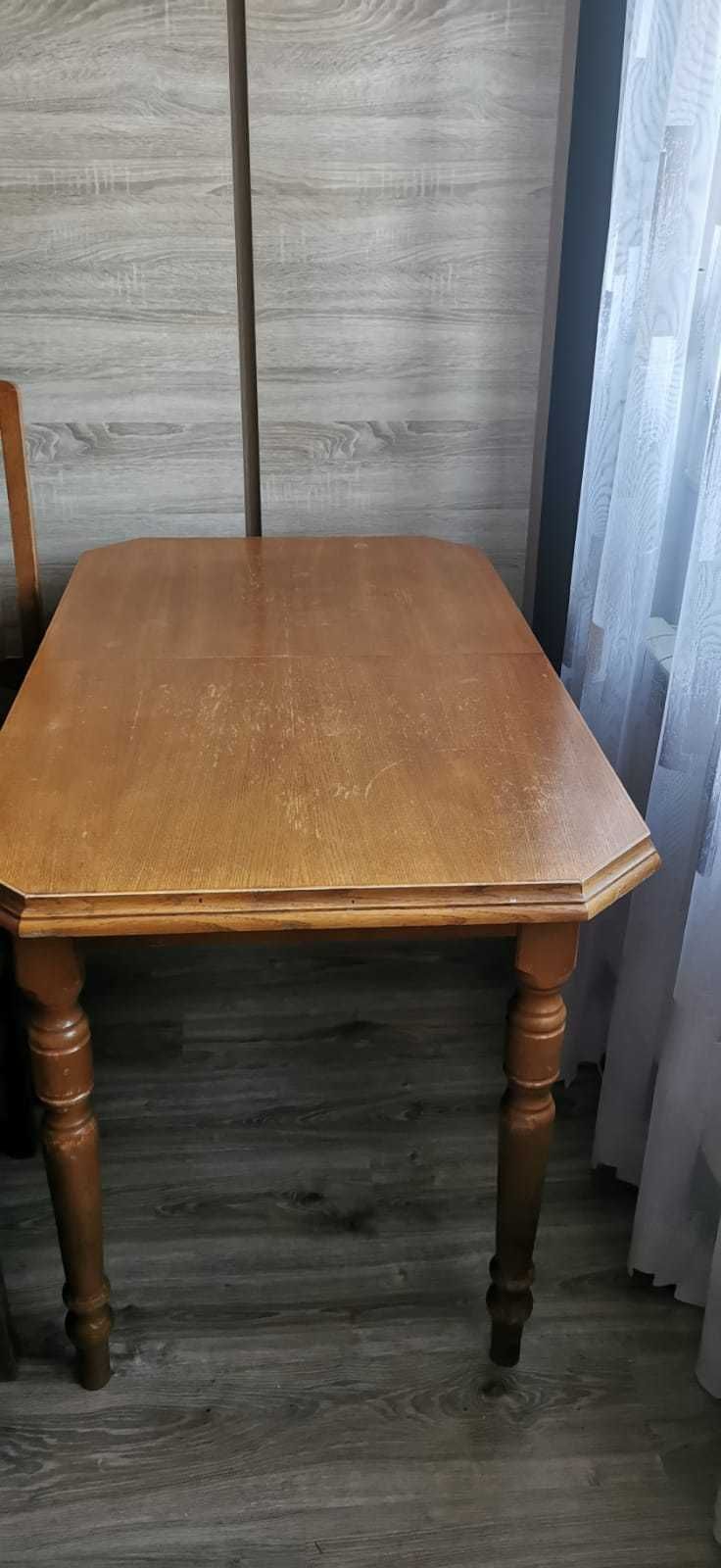 Dębowy zestaw stół i 6 krzeseł