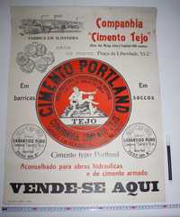 Antigo Poster / Cartaz CINPOR Cimento Portland Tejo - Alhandra / Porto