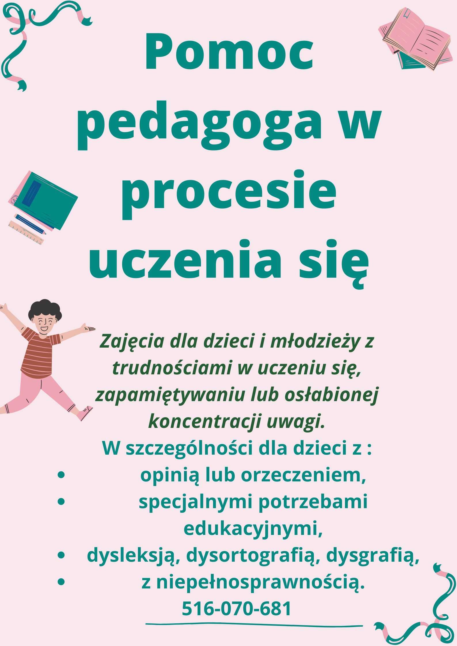 Pedagog/terapeuta zaprasza na korepetycje dzieci z orzeczeniem/opinią.