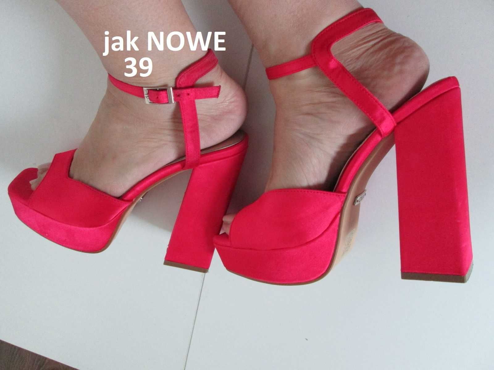 Quiz wysokie buty sandały różowe neonowe platforma 39
