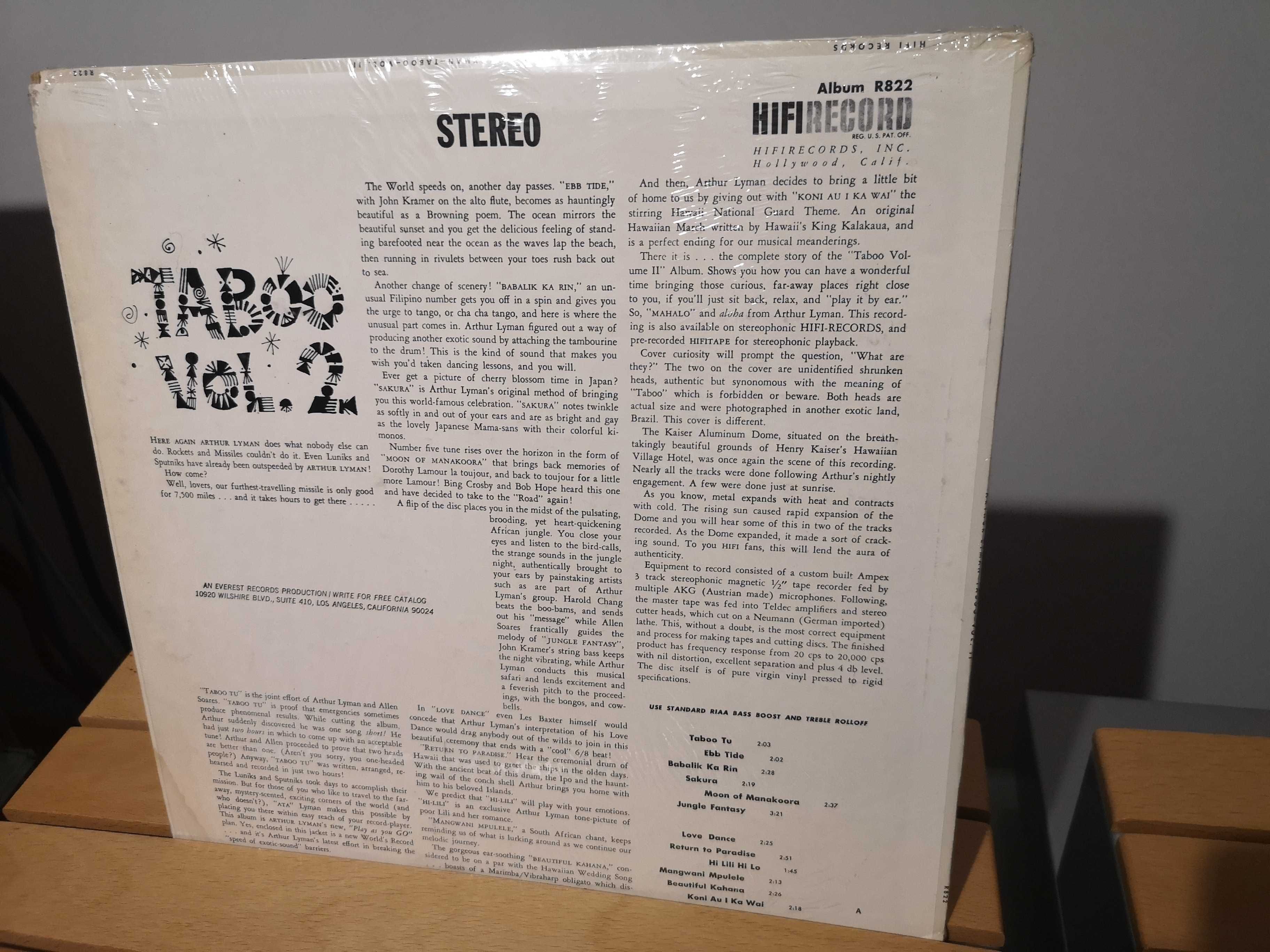 Vinyl.  Jazz.  Arthur Lyman.  ,,Taboo vol 2,,