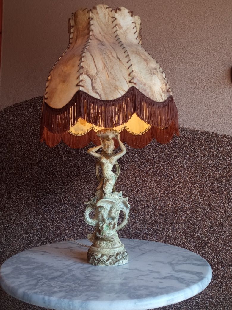 Piękna antyczna  lampa stojąca pokojowa rarytas skóra bdb wysyłka