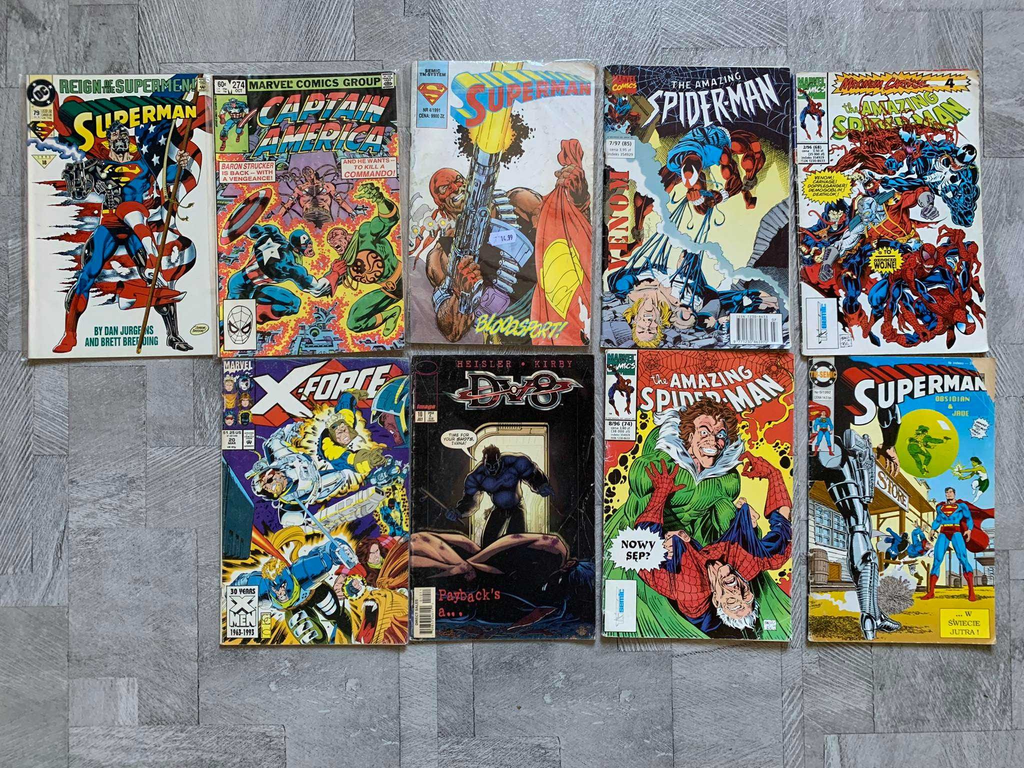 Komiksy Marvel/DC 1992/1993 SpiderMan, SuperMan, Captain America