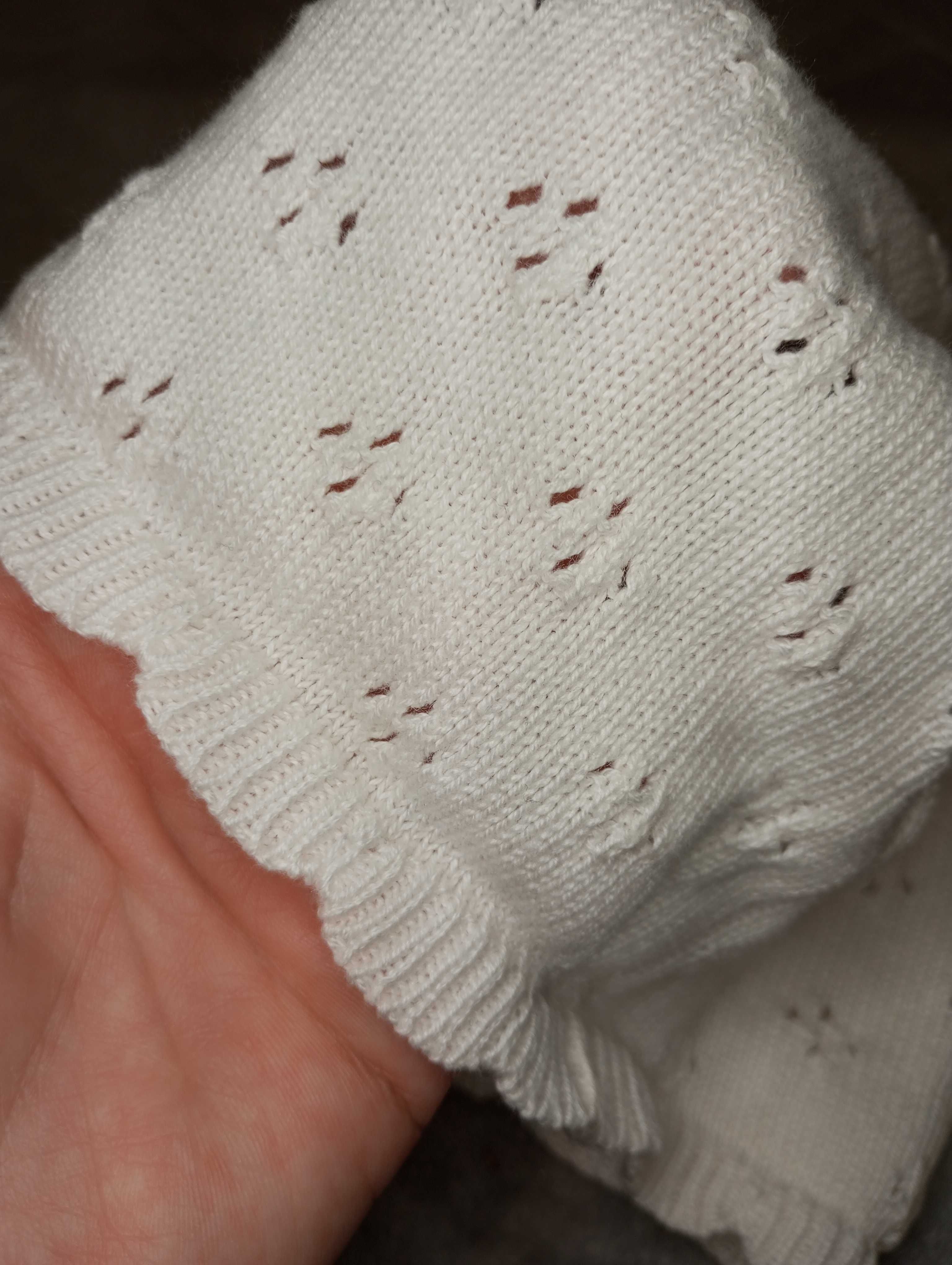 Przejściowa Czapeczka 5.10.15 czapka 92 szydełkowa kremowa kokardka