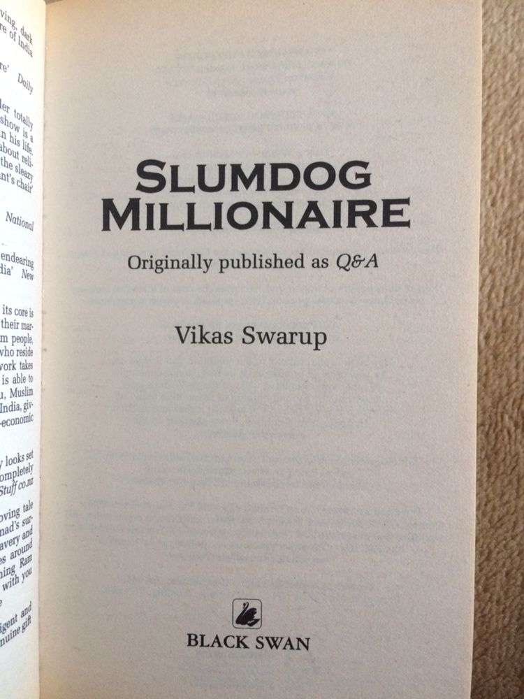Vikas Swarup, Slumdog Millionaire, po angielsku