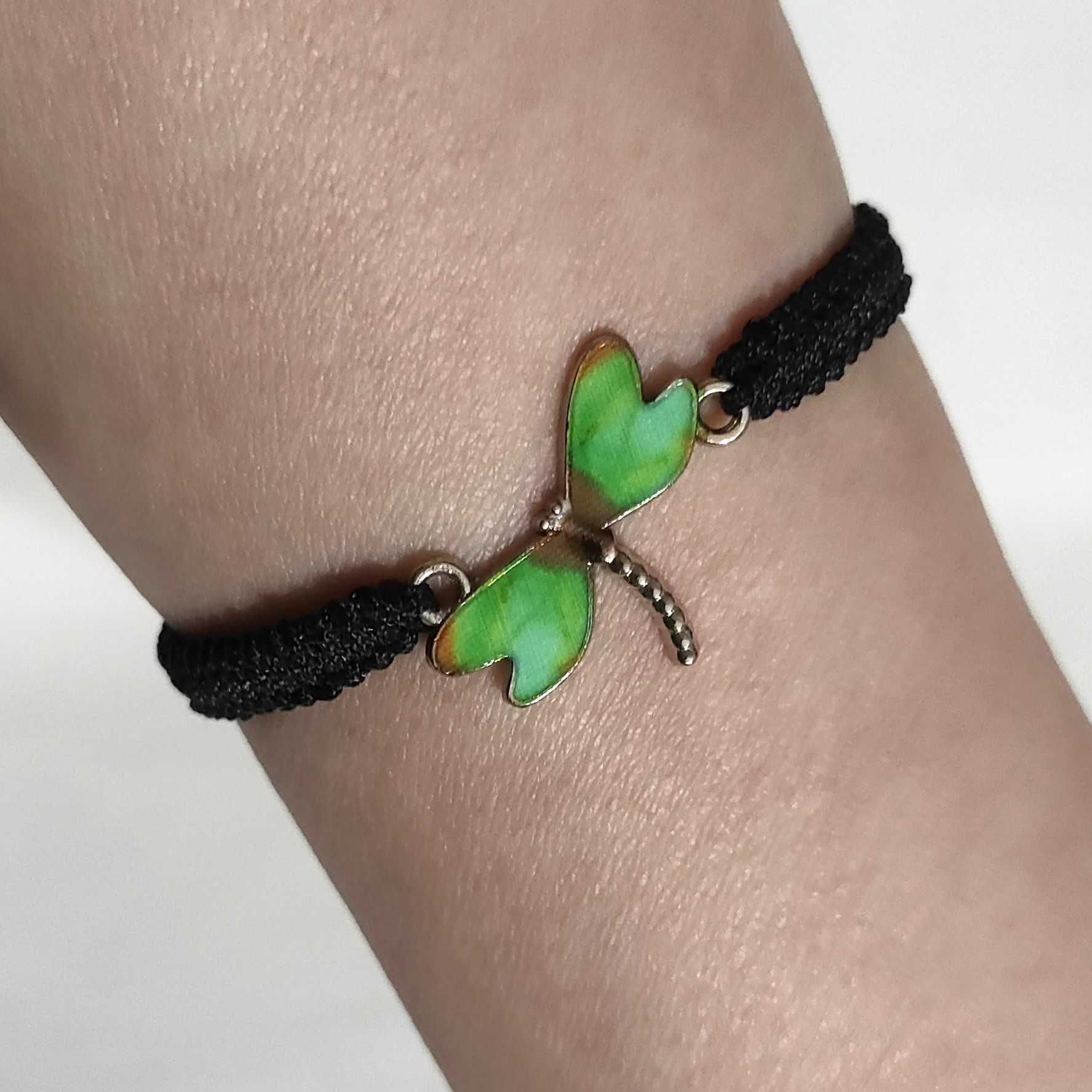 B433 Bransoletka Ważka makrama pleciona Handmade Rękodzieło