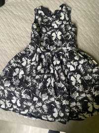 Sukienka czarno-biała elegancka H&M 134/140