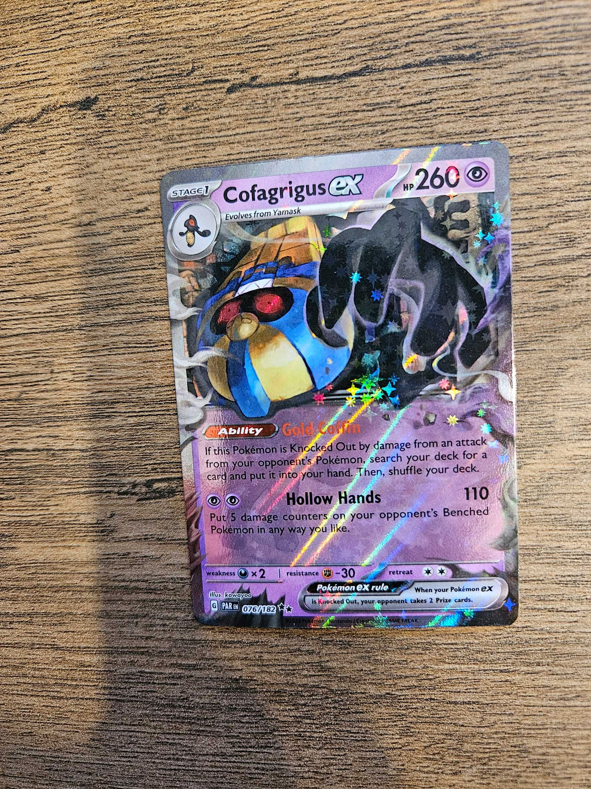 ORYGINALNA Karta Pokemon Cofagrigus EX 076/182 - Paradox Rift - Nowa