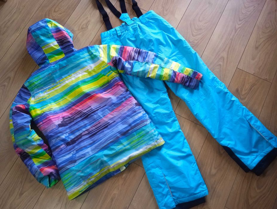 Kombinezon narciarski kurtka Wed'ze spodnie CRIVIT 140/146cm, turkus