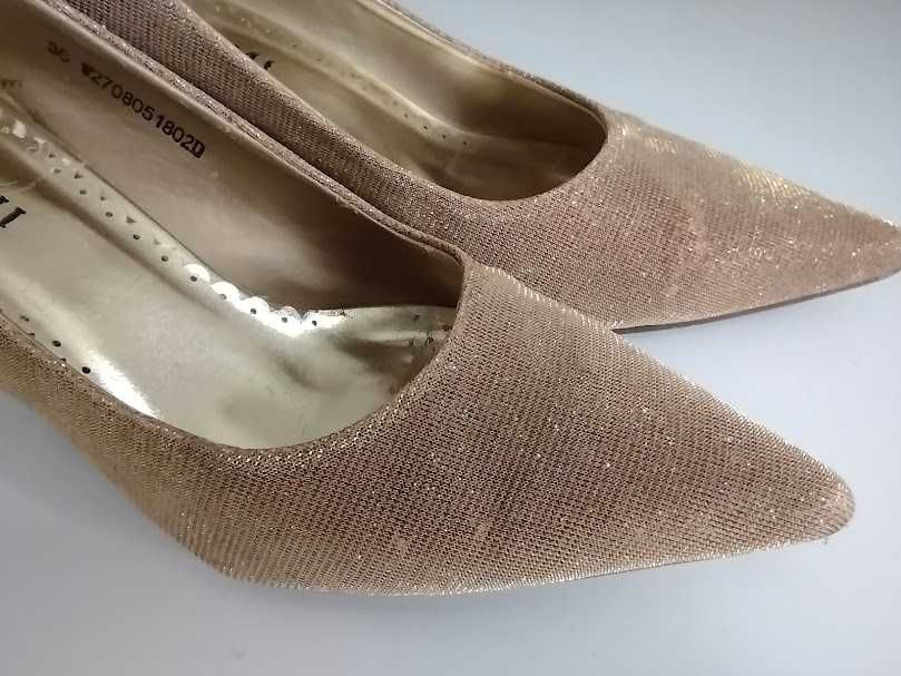 buty damskie szpilki rozm.36 czółenka damskie ZŁOTE rozmiar 36