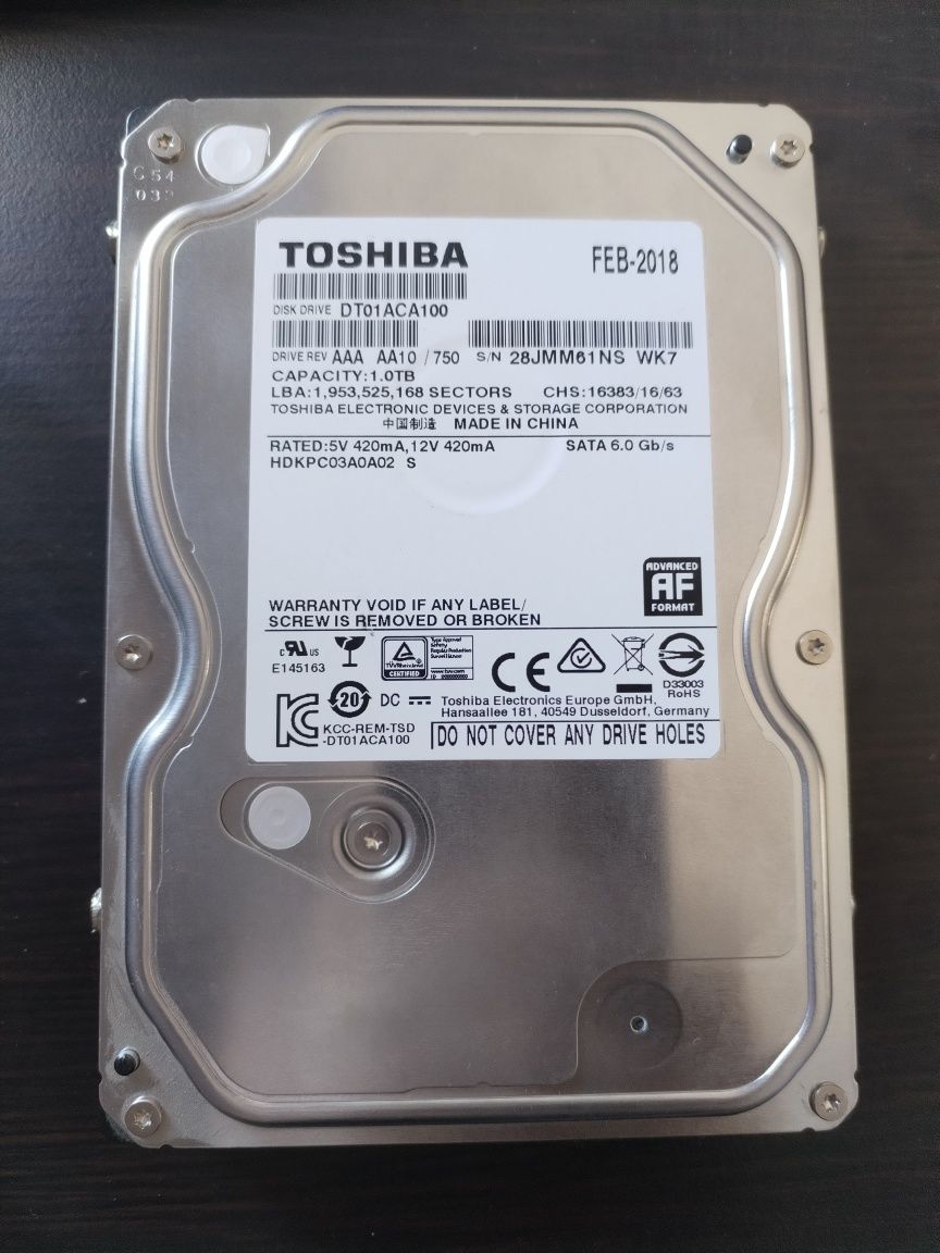 Жорсткий диск Toshiba DT01ACA100 1TB 7200rpm 32MB SATA III б/в