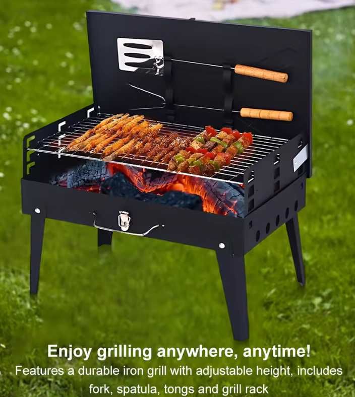 Grill Turystyczny Przenośny SKŁADANY BBQ WALIZKA + AKCESORIA