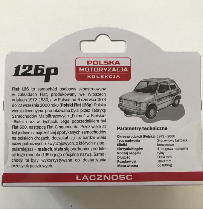 Samochód Fiat 126p Łączność kolekcja PRL Daffi