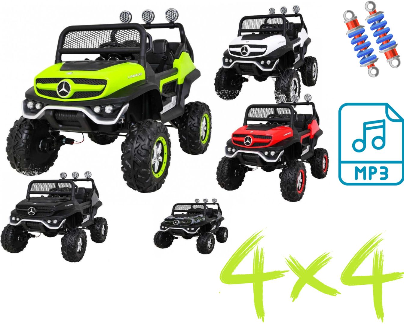 4x4 +12V 10ah buggy Koła EVA AUTO na akumulator Mercedes BENZ UNIMOG