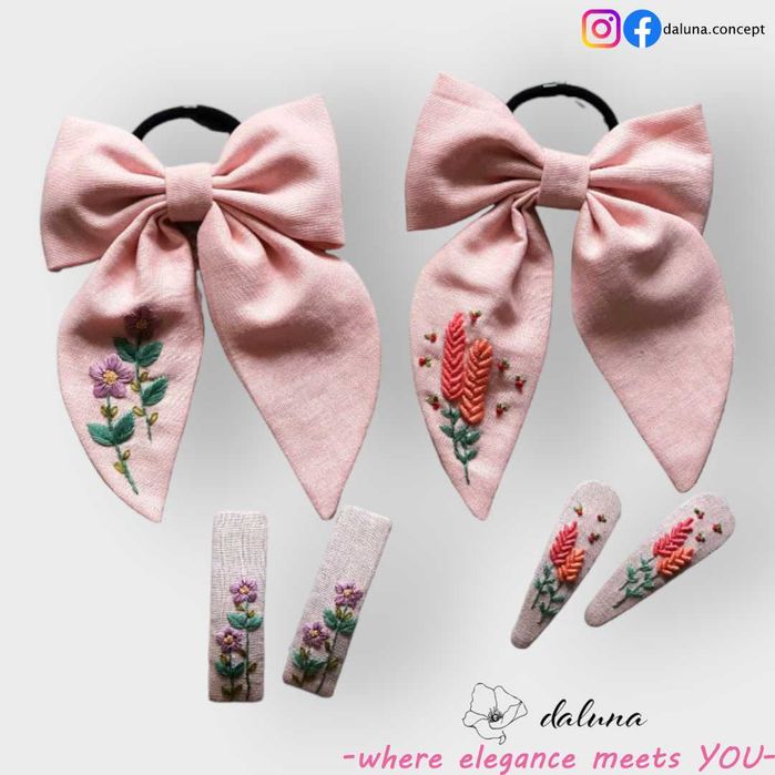 Laço e Ganchos Artesanais Bordados daluna