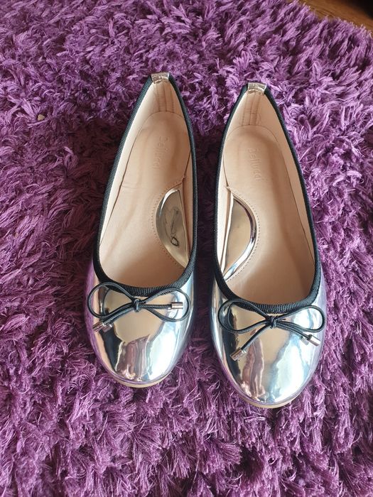 NOWE ballerinki srebrne Bellucci