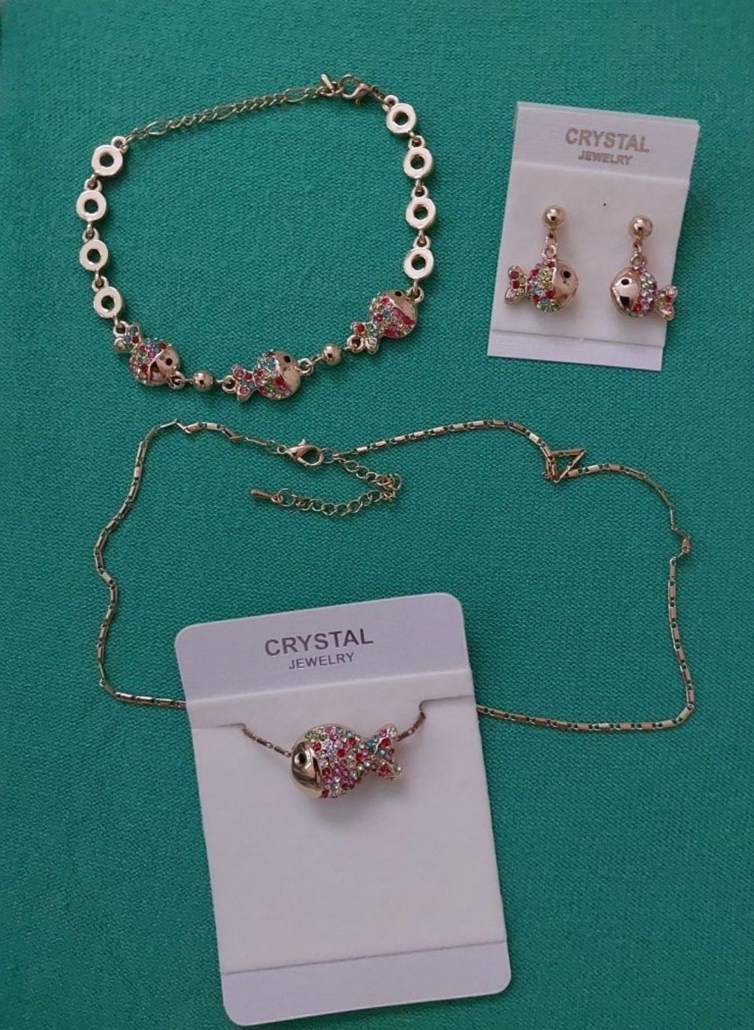 Zestaw biżuterii Crystal jewelry, z rybką. NOWA.