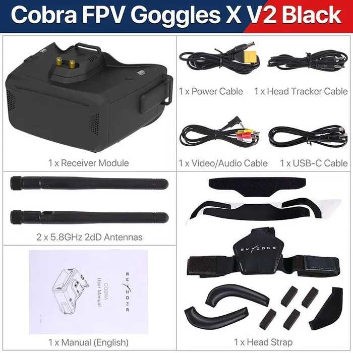 Очки FPV Skyzone COBRA X V4 1280x720 5.8GHz (черный)