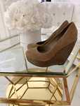 Buty Aldo czółenka 37 skóra naturalna brokat koturna koturny camel