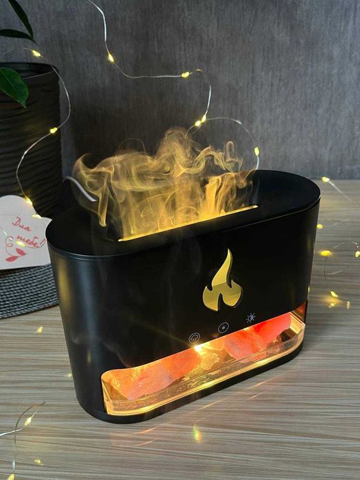 Увлажнитель воздуха с эффектом пламени и с гималайской солью 3в1 RGB