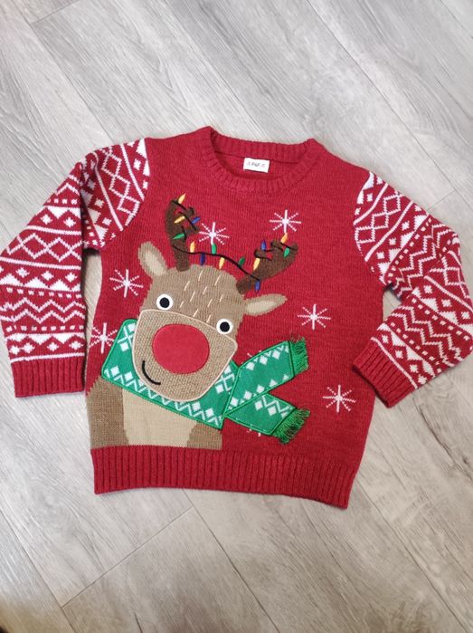 Новий новорічний светр світи теплий червоний олень унісекс f&f