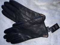 Czarne męskie rękawiczki ze skóry naturalnej