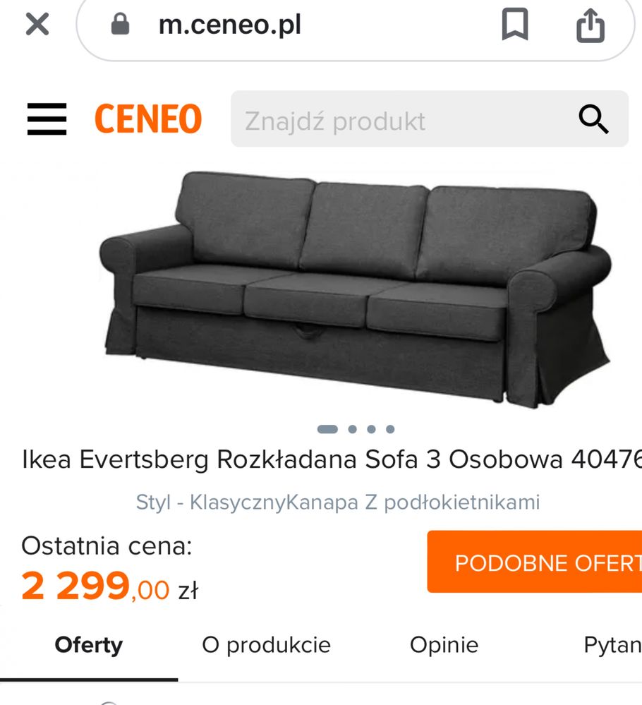 Sofa 3 odobowa rozkladana Evertsberg Ikea