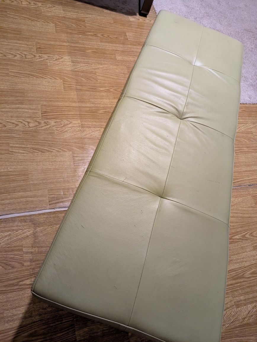 Skórzana ława, 152x52 wysokość 39cm, oliwkowa, stan dobry