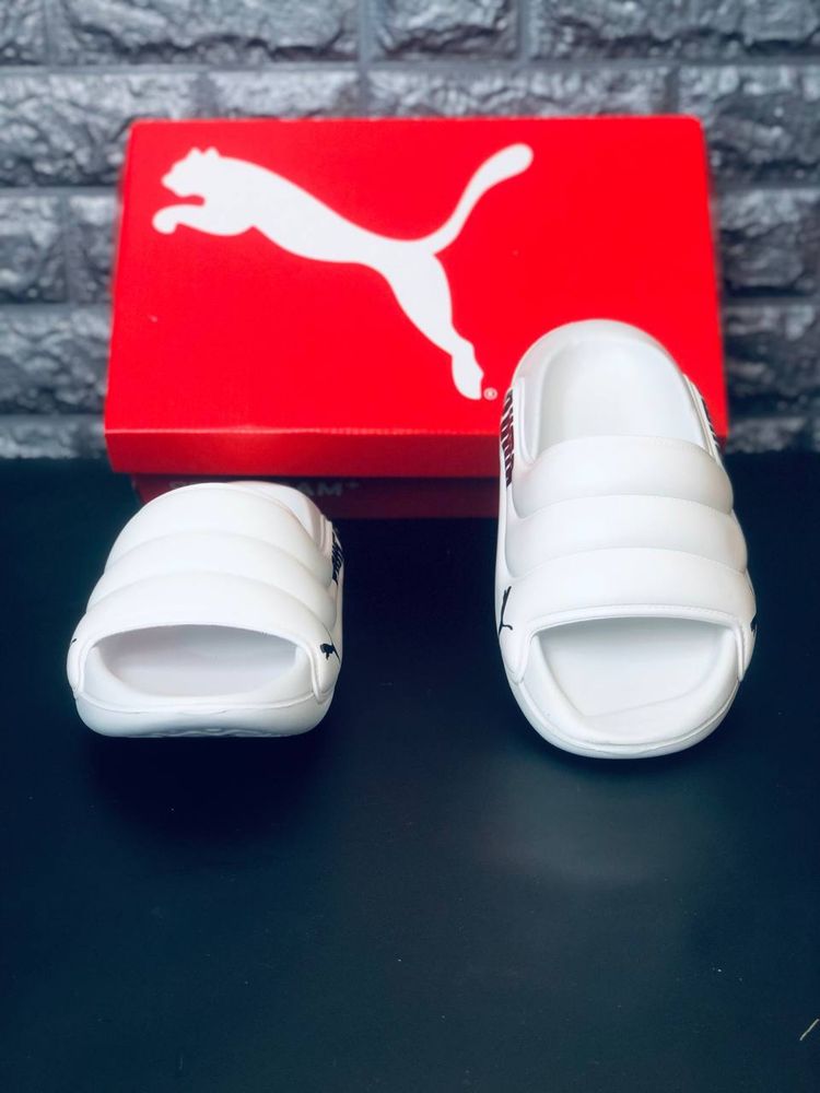 Тапочки Пума белые / Puma тапочки пляжные / капці білі Пума / шлепанці