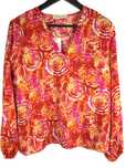 Kolorowa czerwona bluzka boho wzór etno hippie S/M S M 36 38