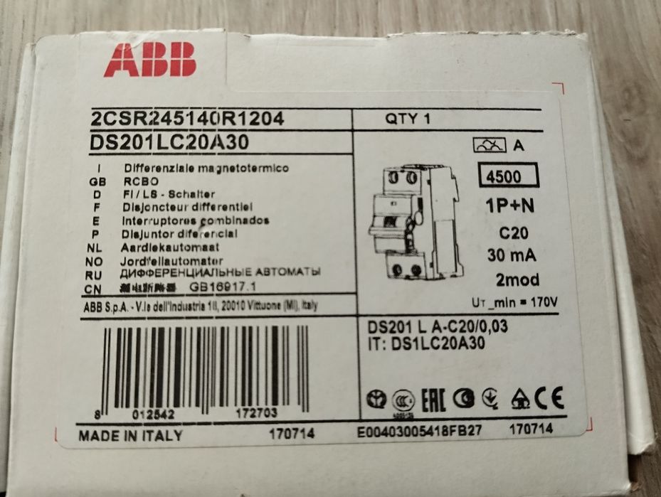 Диф автомат ABB201LC20A30..АВВ DS941-AC C16