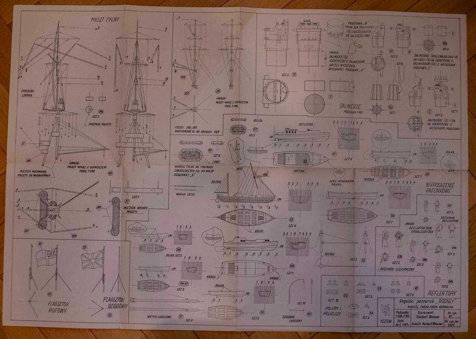 Plany Modelarskie 26 Pancernik HMS Rodney 1968 Rysunki Budowa Modelu