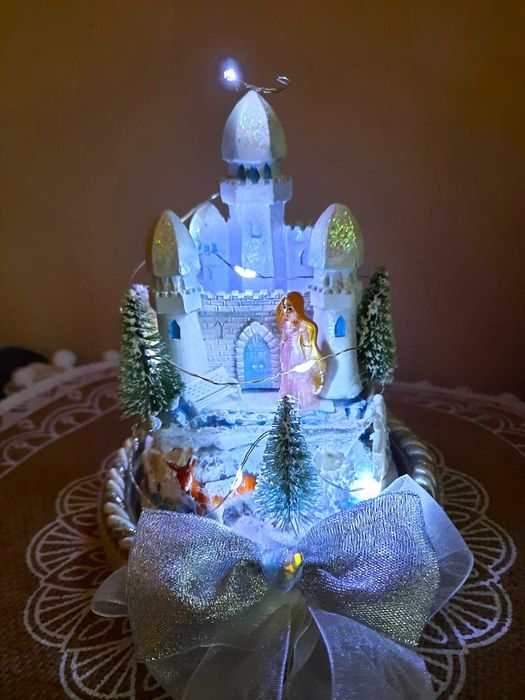 Lodowy zamek pałac ozdoba świąteczna krajobraz 3D