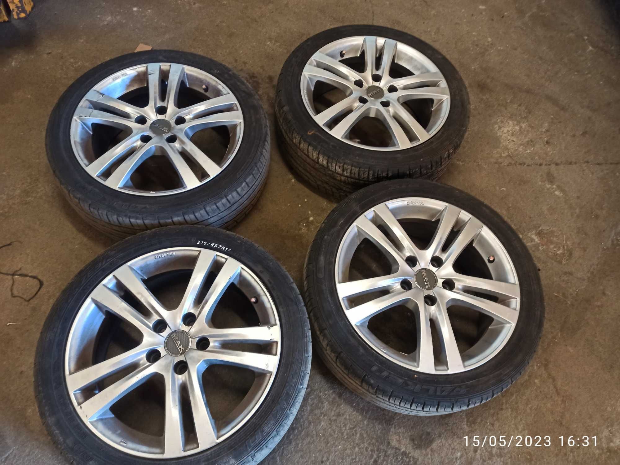 4 Jantes MAK 5 Raios/ 215/45/ZR/17 Honda civic Type R /e outros