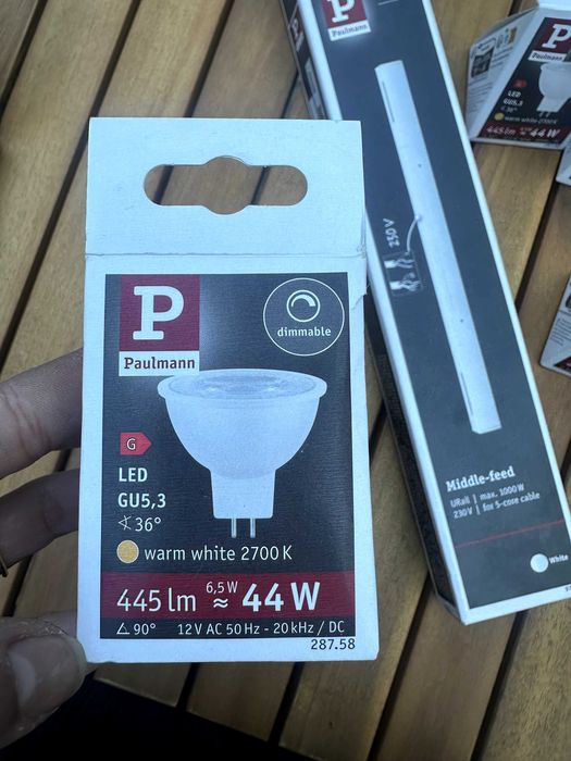 Lote Paulmann — 1 conector central + 5 lâmpadas GU5.3 LED NOVOS- bulbs